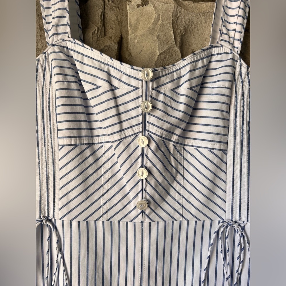 NWT! Rebecca Taylor Pinstripe Midi Tank Dress Sz 12 - Picture 6 of 16